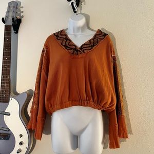 Free People Orange Cross Country Top Large